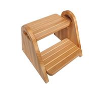 Wooden Step Stool Heavy Duty Footstool 2-Step Stool With Built-in Handle, Wooden Stepping Stool 3-step Ladder Foot Rest For Bathroom, Bedroom, Kitchen(34x30x30.5cm)