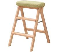 Wooden Step Stool Ladder for Adults - Portable Folding Stepladder Solid Wood Footstool for Kitchen Multifunctional Foldable Small Stool (White Size B)