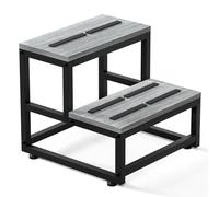 Wooden Step Stools for Adults Kids, Heavy Duty 2-Step Stool for Toddlers & Adults, Bathroom Stool for High Beds, Kitchen, Caravan (38x38x35.5cm) 500LB Capacity, Non-Slip Bedside Step Stool