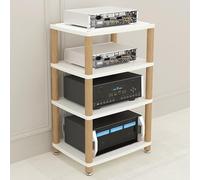 Wooden Stereo Cabinet Audio Rack - 2/3/4 Tier AV Media Tower Stand for Video Game Console & System Corner Entertainment Center DVD Holder & Record Player Shelf for Living Room