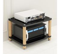 Wooden Stereo Cabinet Audio Rack - 2/3/4 Tier AV Media Tower Stand for Video Game Consoles & DVD Players - Corner Entertainment Center & Record Player Shelf for Living Room