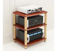 Wooden Stereo Cabinet Audio Rack - 2/3/4 Tier AV Media Tower Stand Video Game Console Shelf Corner Entertainment Center DVD Holder Record Player Stands for Living Room