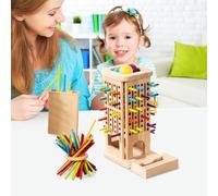 Wooden Stick Game, Colorful Educational Toy for Cognitive Development & Focus Training, Includes Mixed Colors Sticks and One-level Puzzle,Wooden Board Games for Boys and Girls (1 SET)