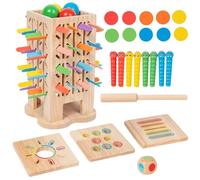Wooden Sticks Pickup Game - 5-in-1 Stick Throwing Dice Ball Drop Toy - Interactive Board Games,for Classroom Preschool Kindergarten Hand-eye Coordination Strategic Thinking Fine Motor Skills