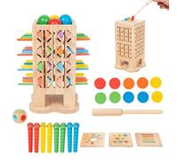 Wooden Sticks Pickup Game | 5-in-1 Wooden Dice Stick Throwing Toy - Educational Board Game | for Fine Motor Skills Strategic Thinking Home Kindergarten Classroom Preschool