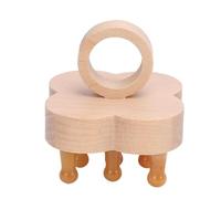 Wooden Stone Polished Teeth Scalp Massager Ergonomic Portable Comb (Yellow)