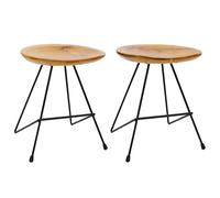 Wooden Stools Teak & Black Iron 40x40x46 cm Solid Teak Wood 2pcs RusticOiledTop