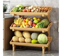 Wooden Storage Basket - Free-Standing Snack Shelf with Guardrail, Ideal for Home Kitchen Pantry & Commercial Retail Rack Display, Versatile Organization Solution