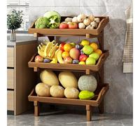 Wooden Storage Basket - Free-Standing Snack Shelf with Guardrail, Ideal for Home Kitchen Pantry & Retail Rack Display Stand, Versatile Organization Solution