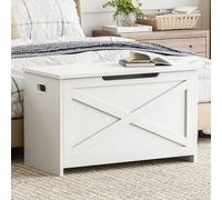 Wooden Storage Bench Trunk 30 Inch Large Entryway Chest Box Safety Hinge