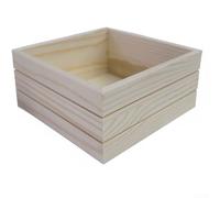 Wooden Storage Box, 4 Pack Modern Home Decor Square Tray for Succulents and Crafts Sturdy Lightweight Organizer for Small Household Items(15 * 15 * 7CM)