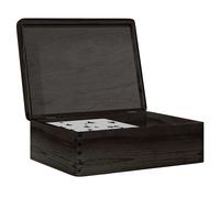 Wooden Storage Box 40x30x13 cm Black Solid Pine Wood Hinged Lid Rustic Keepsake