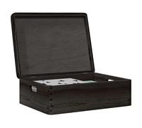 Wooden Storage Box Black 40x30x13 cm Solid Pine Unfinished Hinged Lid Rustic Box