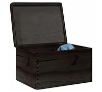 Wooden Storage Box Black Solid Pine 40x30x23 cm with Hinged Lid Rustic Keepsake
