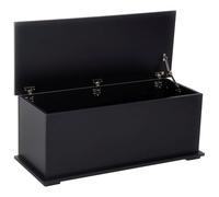 Wooden Storage Box Clothes Toy Chest Bench Seat Ottoman Bedding Blanket Trunk Container With Lid Black