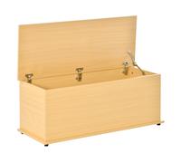 Wooden Storage Box Clothes Toy Chest Bench Seat Ottoman Bedding Blanket Trunk Container with Lid - Burlywood