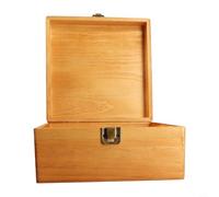 Wooden Storage Box Crafted from Pine Wood with Rectangular Flip Lid and Secure Retro Metal Lock, for Organizing Various Personal Items (M：19.5 * 19.5 * 10cm)