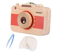 Wooden Storage Box, Cute Camera-Pattern Keepsake Save Case for Baby Milk Teeth and Baby Hair [Red]