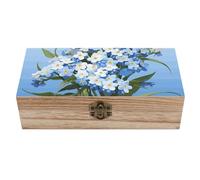 Wooden Storage Box, Do Not Forget Me Decorative Trunk for Keepsakes, Rustic Farmhouse Decorative Boxes with Hinged Lid, Small Jewelry Treasure Chest for Crafts DIY Storage