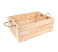 Creative Deco Large Wooden Storage Box Jute Handles | 42x29x16cm