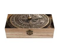 Wooden Storage Box Large Wooden Keepsake Box Magical Design Norse Runes Compass Jewelry Box with Lid And Front Clasp Office Desk Organizer Bins Wood Gift Box Decorative Wood Box for Crafts