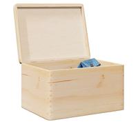 Wooden Storage Box Natural Pine 40x30x23 cm 10L Hinged Lid Rustic Keepsake Gift