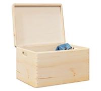 Wooden Storage Box Natural Pine 40x30x23cm Hinged Lid RusticBox Unfinished 10L