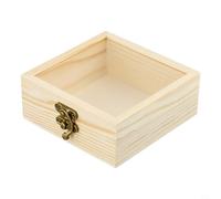 Wooden Storage Box Square Hinged Craft Container Unfinished Paulownia Jewelry Keepsake Present Box for Painting Decoupage Mosaic Pyrography Wedding Christmas(12 * 12 * 5cm)