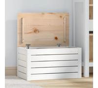 Wooden Storage Box White Solid Pine 59.5x36.5x33cm Hinged Lid Indoor Stylish Eco