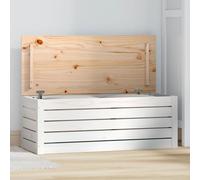 Wooden Storage Box White Solid Pine 89x36.5x33cm Hinged Door Indoor for Bedroom