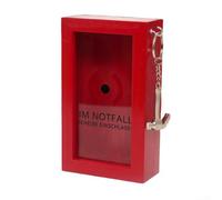 Wooden Storage Box with Hammer for Money Saving, Fire Brigade Design Transparent Holder for Paper Bills and Coins, Practical Use (17 * 10 * 4.5cm)