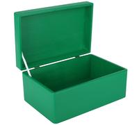 Creative Deco XXL Large Green Plain Wooden Storage Box | 40x30x24 cm (+/-1 cm) | with Hinged Lid | Easter Gift Box Kitchen Storage | ROUGH & UNSANDED Wood Keepsake Memory Craft Chest