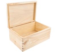 Creative Deco XL Large Plain Wooden Storage Box | 40 x 30 x 14 cm (+/-1 cm) | Hinged Lid & Handles | Unpainted Gift Christmas Xmas Box Storage | UNSANDED Wood Keepsake Memory Craft Chest