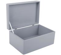 Creative Deco XXL Large Grey Plain Wooden Storage Box Chest | 40x30x24 (+/-1 cm) | Hinged Lid & Handles | Easter Gift Box Storage | UNSANDED Wood Keepsake Memory Craft