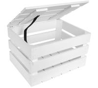 Creative Deco Large Wooden Storage Box | 27.5 x 20 x 21.5 cm | with Hinged Lid | White Colour | Vintage Wood Gift Box for Storage | Keepsake Chest