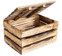 Creative Deco Wooden Storage Chest with Hinged Lid 27.5x20x21.5 Flamed