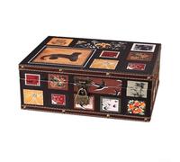 Wooden Storage Box with Leather Accents and Alloy Lock Mechanism Reflecting Time-Honored Chinese Design Principles (B 27 * 22 * 9.5)