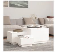 Wooden Storage Boxes 3pc White Solid Pine Lidded Nesting Trunk Set 57x55x40 cm