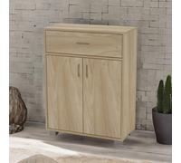 Wooden Storage Cabinet Organiser With Drawer FURNOS Natural One Size