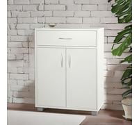 Wooden Storage Cabinet Organiser With Drawer FURNOS White One Size