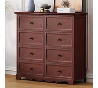 Wooden Storage Cabinet with Metal Handles, 8-Drawer Dresser Organizer for Bedroom, Hallway, Nursery, Closet