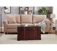 Wooden Storage Chest Antique Style Trunk Blanket Box Rustic Brown Treasure Chest