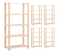 Wooden Storage Shelf Natural Pine 80x38x170cm 5-Tier Solid Shelves 250kg InclFix