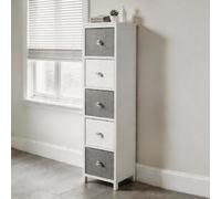 Wooden Storage Unit 5 Drawer Tall Chest Bedroom Organiser White Fully Assembled