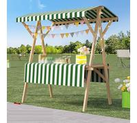 Wooden Street Food Cart on Wheels, Lightweight Folding Stall for Farmers' Markets, Outdoor Commercial Kiosk Display with Canopy for Flowers, Gifts & Events.