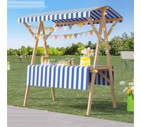 Wooden Street Food Cart on Wheels, Lightweight Folding Stall for Farmers Markets, Outdoor Kiosk Display for Flowers, Gifts, and Commercial Booths.