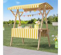 Wooden Street Food Cart on WheelsFoldable Vendor Stall for Farmers Markets & Craft Shows Lightweight Outdoor Display Stand Flower Cart in Multiple Colors