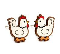 Wooden Stud Earrings for Women,Bigfoot Softball Tennis Penguin Turtle Bee Dog Cat Cow Duck Santa Sloth Hippo Daisy Dolphin Cute Vintage Hypoallergenic Wood Studs Jewelry Gifts for Women, Wood, No
