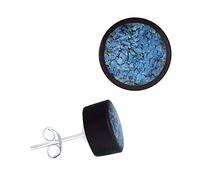 Wooden Stud Earrings Stainless Steel Crushed Turquoise Round 8 mm Disc Stone Inlay Stone Circles Rings Stone Chip Mosaic Wooden Stud Earrings Lobe Unisex Women Men Women Boys Girls Sono wood