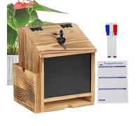 Wooden Suggestion Box - Wall Mounted Lock Container, Secure Tip Donation Holder | for Office, Cafe, Restaurant, Bar, School, Community, Church, Hall, Public Space, Feedback, Comment, Ballot, Money Sto